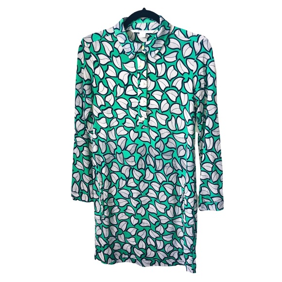 Diane Von Furstenberg Dresses & Skirts - Diane Von Furstenberg Dress Green Leaf Print 100% Silk Sheath Collared Mini 4